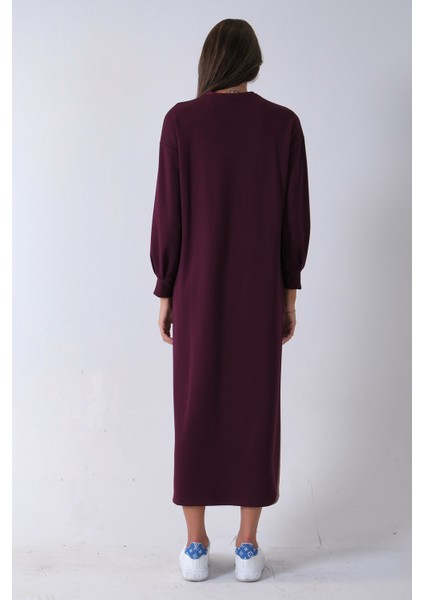 Mürdüm Bileği Lastikli Bisiklet Yaka Tesettür Elbise 31061510.21 fırsatları