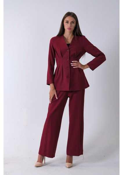 Bordo Önü 4 Düğme Kapamalı Pantolonlu Takım 4592261.04 modelleri