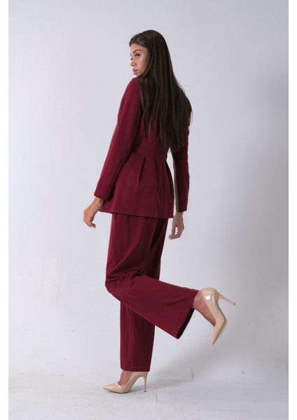 Bordo Önü 4 Düğme Kapamalı Pantolonlu Takım 4592261.04 indirimleri