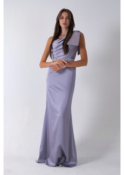 Gri Tek Omuz Drapeli Taş Detaylı Abiye 0801009.06 fiyatları