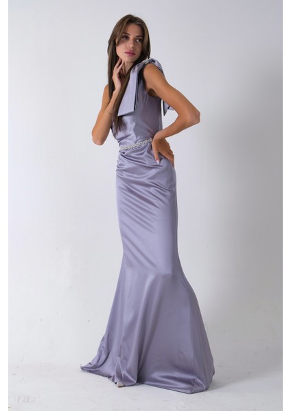 Gri Tek Omuz Drapeli Taş Detaylı Abiye 0801009.06 fırsatları