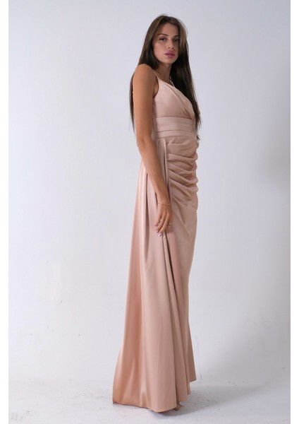 Gold Gümüş Askı Detaylı Yırtmaçlı Straplez Abiye 0801023.122 fırsatları