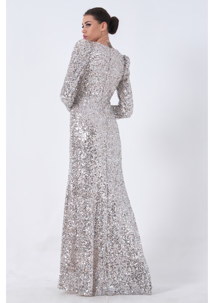 Bej Pul Payetli Drapeli Önü Yırtmaçlı Abiye 9705393.55 indirimleri