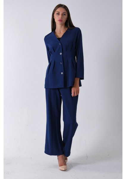 Lacivert Önü 4 Düğme Kapamalı Pantolonlu Takım 4592261.02