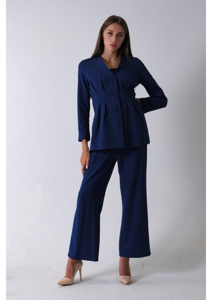 Lacivert Önü 4 Düğme Kapamalı Pantolonlu Takım 4592261.02 fırsatları