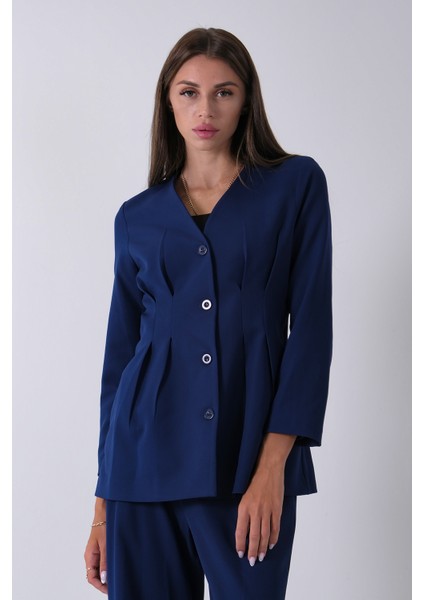 Lacivert Önü 4 Düğme Kapamalı Pantolonlu Takım 4592261.02