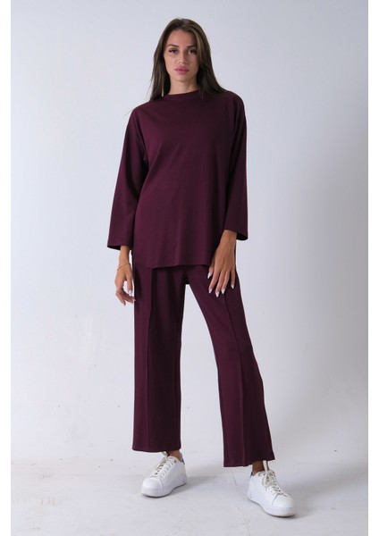 Mürdüm Rahat Kumaş Basic Pantolonlu Takım 31040630.21
