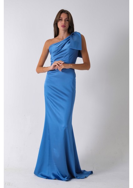 Indigo Tek Omuz Drapeli Taş Detaylı Abiye 0801009.98 modelleri