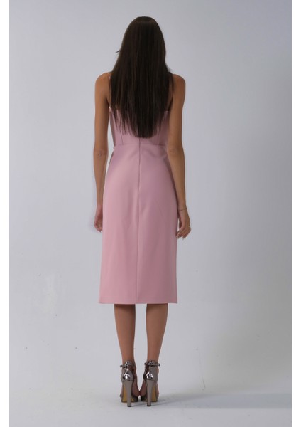 Pudra Ip Askılı Yırtmaç Detaylı Midi Boy Abiye 0801078.79 indirimleri