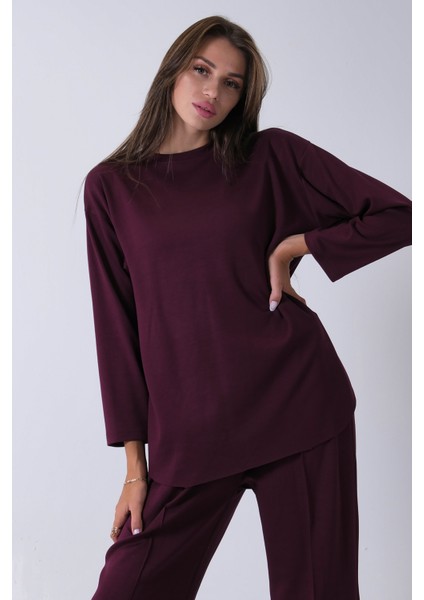 Mürdüm Rahat Kumaş Basic Pantolonlu Takım 31040630.21