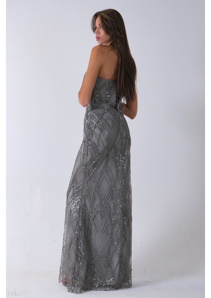 Çağla Üzeri Taş Işlemeli Sırt Bağlamalı Straplez Abiye 9705498.332 indirimleri