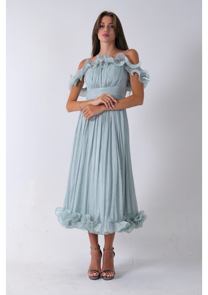 Mint Göğüs ve Etek Ucu Çiçek Detaylı Abiye Elbise 9705622.27 fiyatları