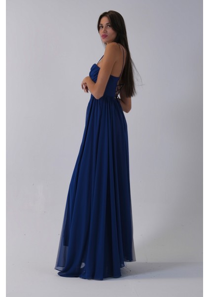 Saks Askılı Drapeli Uzun Şifon Abiye 08020032.26 fırsatları