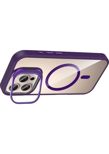 Apple iPhone 16 Pro Max Remim Lensli Magsafe Standlı Kapak - Derin MOR-(5796) fiyatları