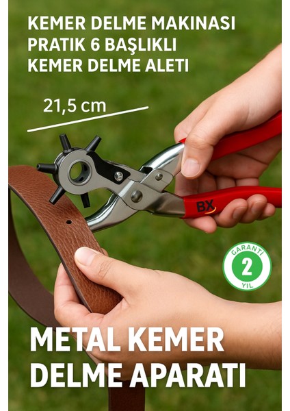 6 Farklı Uçlu Kemer Delme Pensesi Deri Kemer ve Kumaş Için Ayarlanabilir Delik Açıcı El Aleti