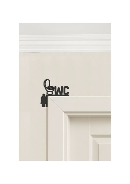 Bay Bayan Wc Yönlendirme Yazısı Metal Duvar Dekoru Siyah ve Beyaz 22X22 cm El Yapımı Tasarım