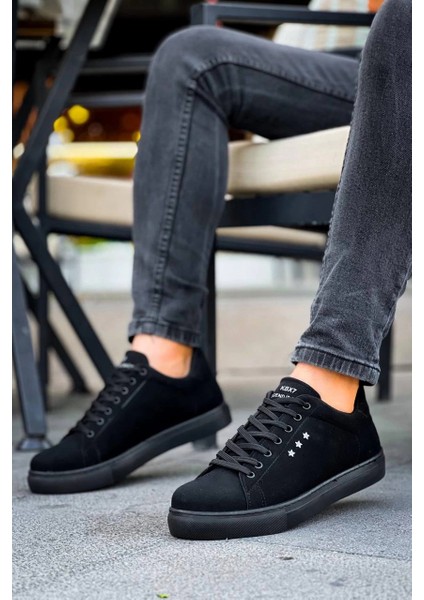 Kb-X7 Kuback Siyah Süet Yüksek Siyah Taban Bağcıklı Günlük Erkek Ayakkabı