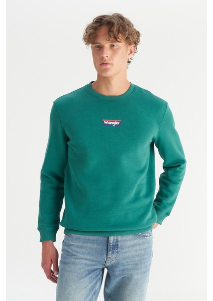 Regular Fit Normal Kesim Bisiklet Yaka Içi Polarlı Yeşil Sweatshirt modelleri