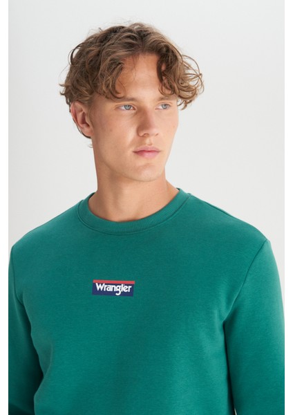 Regular Fit Normal Kesim Bisiklet Yaka Içi Polarlı Yeşil Sweatshirt fırsatları