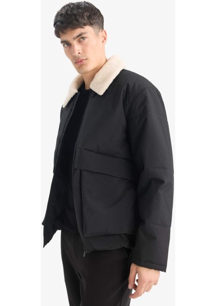 Su İtici Rüzgar Geçirmez Slim Fit Dar Kesim Suni Kürklü Polo Yaka Astarlı Fermuarlı Cepli Mont D1187AX25WN modelleri