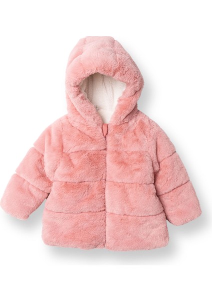 Kız Bebek Mont Peluş Fermuarlı Uzun Kol