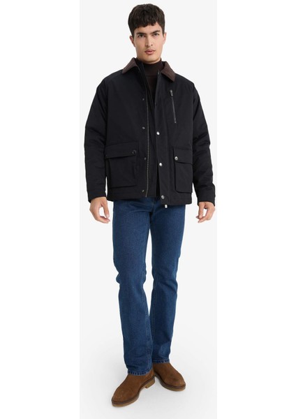 Regular Fit Polo Yaka Cepli Kadife Yaka Fermuarlı Astarlı Mont F0814AX25AU fiyatları