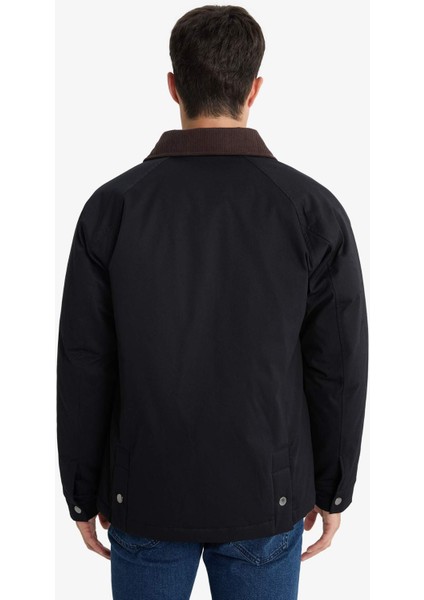 Regular Fit Polo Yaka Cepli Kadife Yaka Fermuarlı Astarlı Mont F0814AX25AU