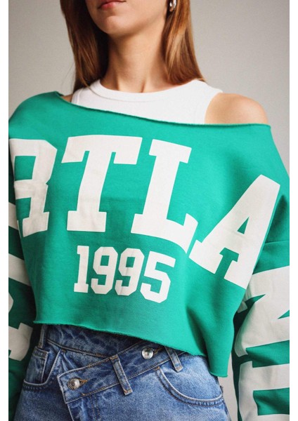 Kayık Yaka Baskılı Sweatshirt G3329AX25WN indirimleri