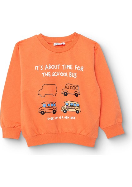 Erkek Bebek Basic Sweatshirt Şardonlu Bisiklet Yaka Uzun Kol