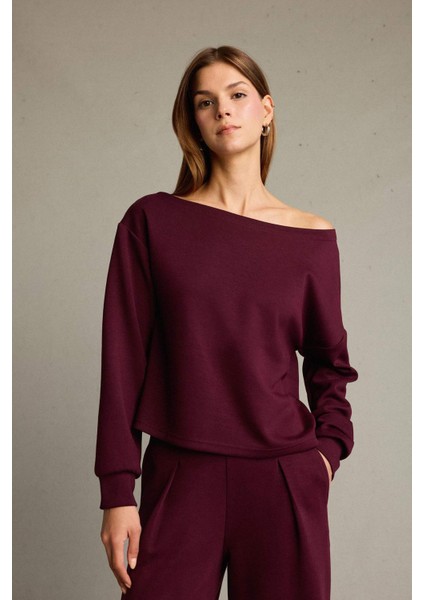 Kayık Yaka Modal Sweatshirt G2914AX25AU