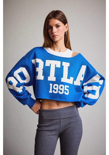 Kayık Yaka Baskılı Sweatshirt G3329AX25WN