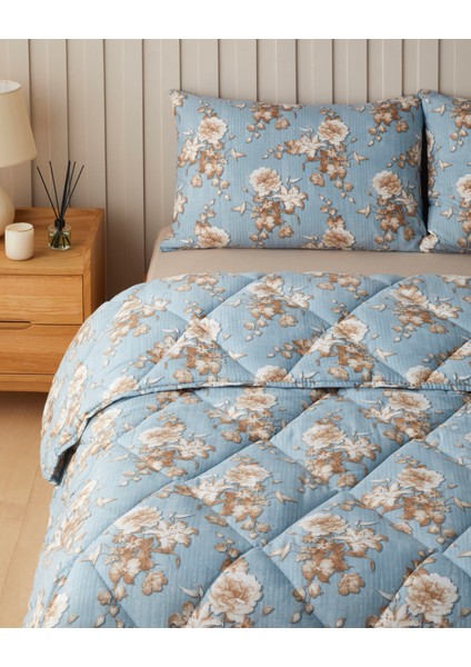Cozy Rose Pamuk Polyester Çift Kişilik Uyku Seti 195X215 cm Mavi-Kahve fiyatları
