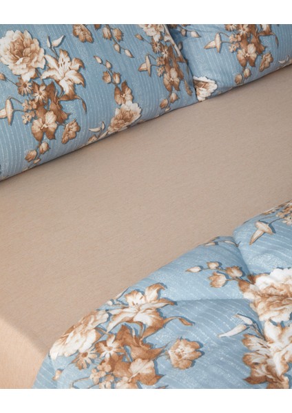 Cozy Rose Pamuk Polyester Çift Kişilik Uyku Seti 195X215 cm Mavi-Kahve modelleri