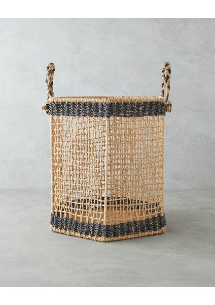 Nilda Kağıt Ip Sepet 30X30 cm Natural-Siyah