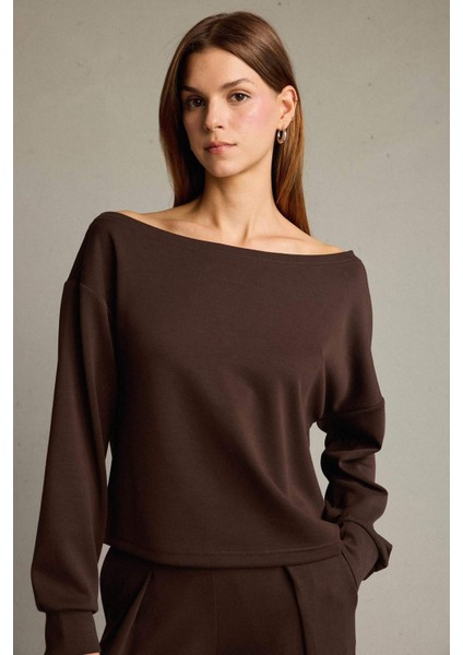 Kayık Yaka Modal Sweatshirt G2914AX25AU