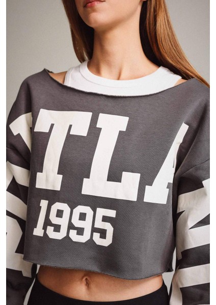 Kayık Yaka Baskılı Sweatshirt G3329AX25WN indirimleri