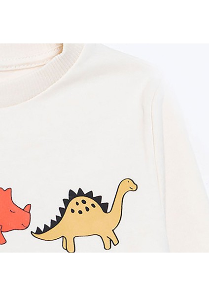 Erkek Bebek Cool Dino Eşofman Takımı Şardonlu Bisiklet Yaka Uzun Kol Ribanalı Paça modelleri