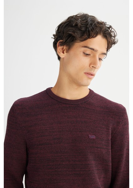 Regular Fit Normal Kesim Bisiklet Yaka Bordo Triko Kazak fırsatları