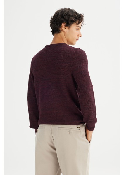 Regular Fit Normal Kesim Bisiklet Yaka Bordo Triko Kazak indirimleri