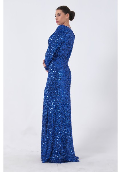 Saks Pul Payetli Drapeli Önü Yırtmaçlı Abiye 9705393.26 fırsatları