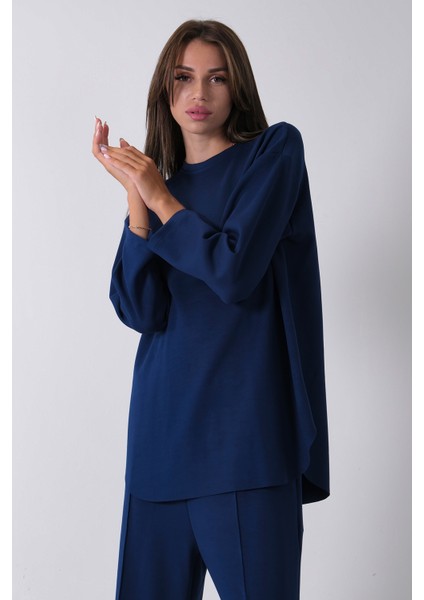 Lacivert Rahat Kumaş Basic Pantolonlu Takım 31040630.02