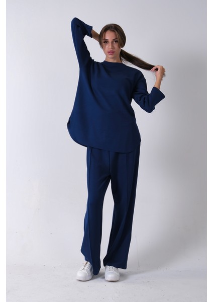 Lacivert Rahat Kumaş Basic Pantolonlu Takım 31040630.02