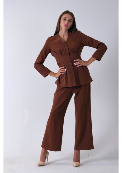 Kahve Önü 4 Düğme Kapamalı Pantolonlu Takım 4592261.05 modelleri
