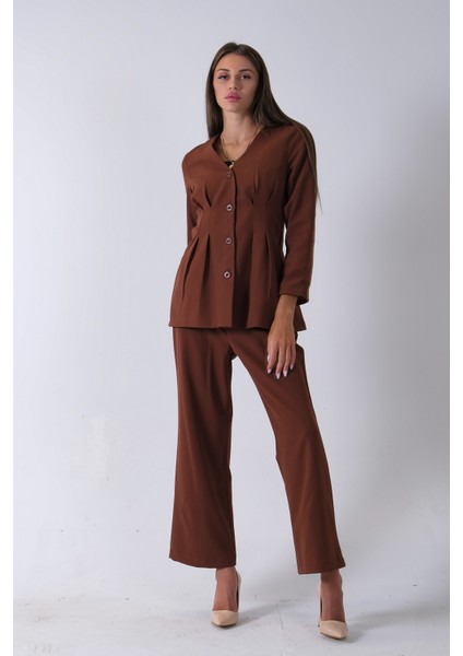 Kahve Önü 4 Düğme Kapamalı Pantolonlu Takım 4592261.05 indirimleri