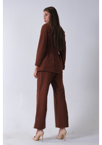 Kahve Önü 4 Düğme Kapamalı Pantolonlu Takım 4592261.05