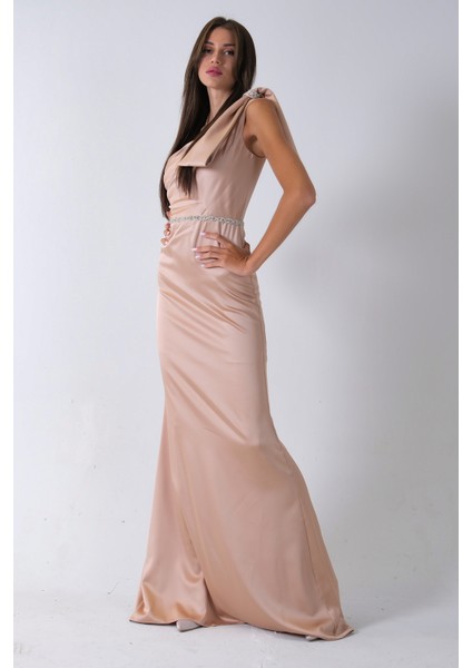 Gold Tek Omuz Drapeli Taş Detaylı Abiye 0801009.122 modelleri