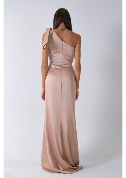 Gold Tek Omuz Drapeli Taş Detaylı Abiye 0801009.122