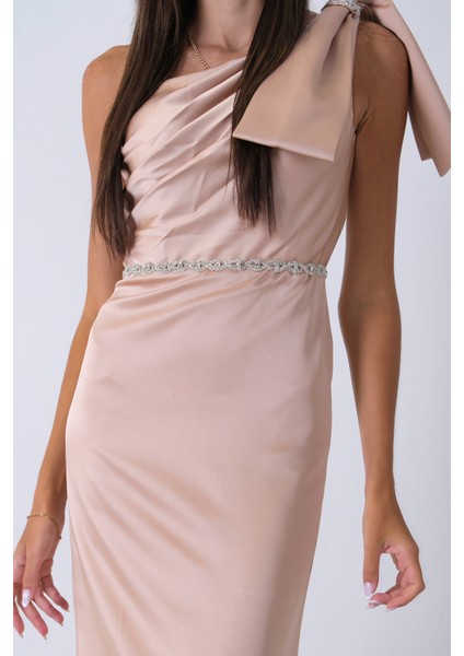 Gold Tek Omuz Drapeli Taş Detaylı Abiye 0801009.122