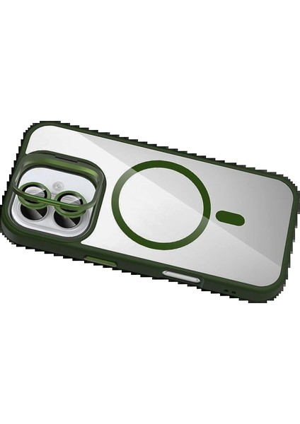 Apple iPhone 16 Plus Remim Lensli Magsafe Standlı Kapak - Koyu YEŞIL-(5796) fiyatları