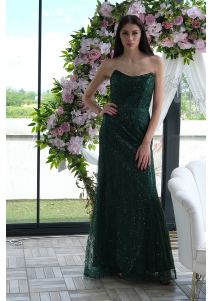 Zümrüt Taş Işlemeli Uzun Balık Abiye 0801056.123 fiyatları